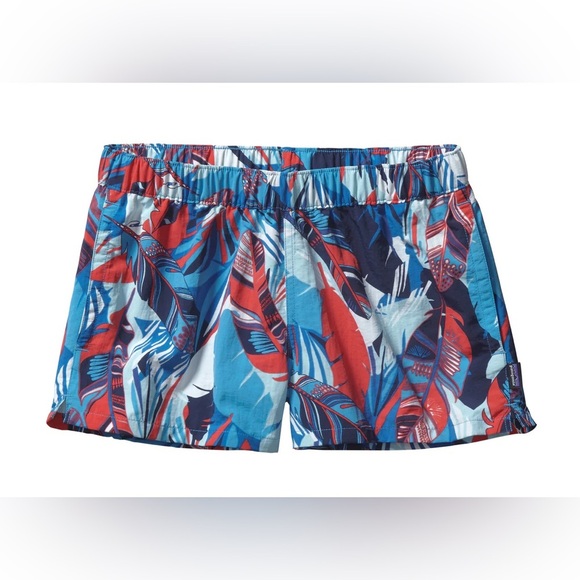 Patagonia S Barely Baggies Shorts Wild Paradise Catalyst Blue Red Feather - Picture 1 of 8